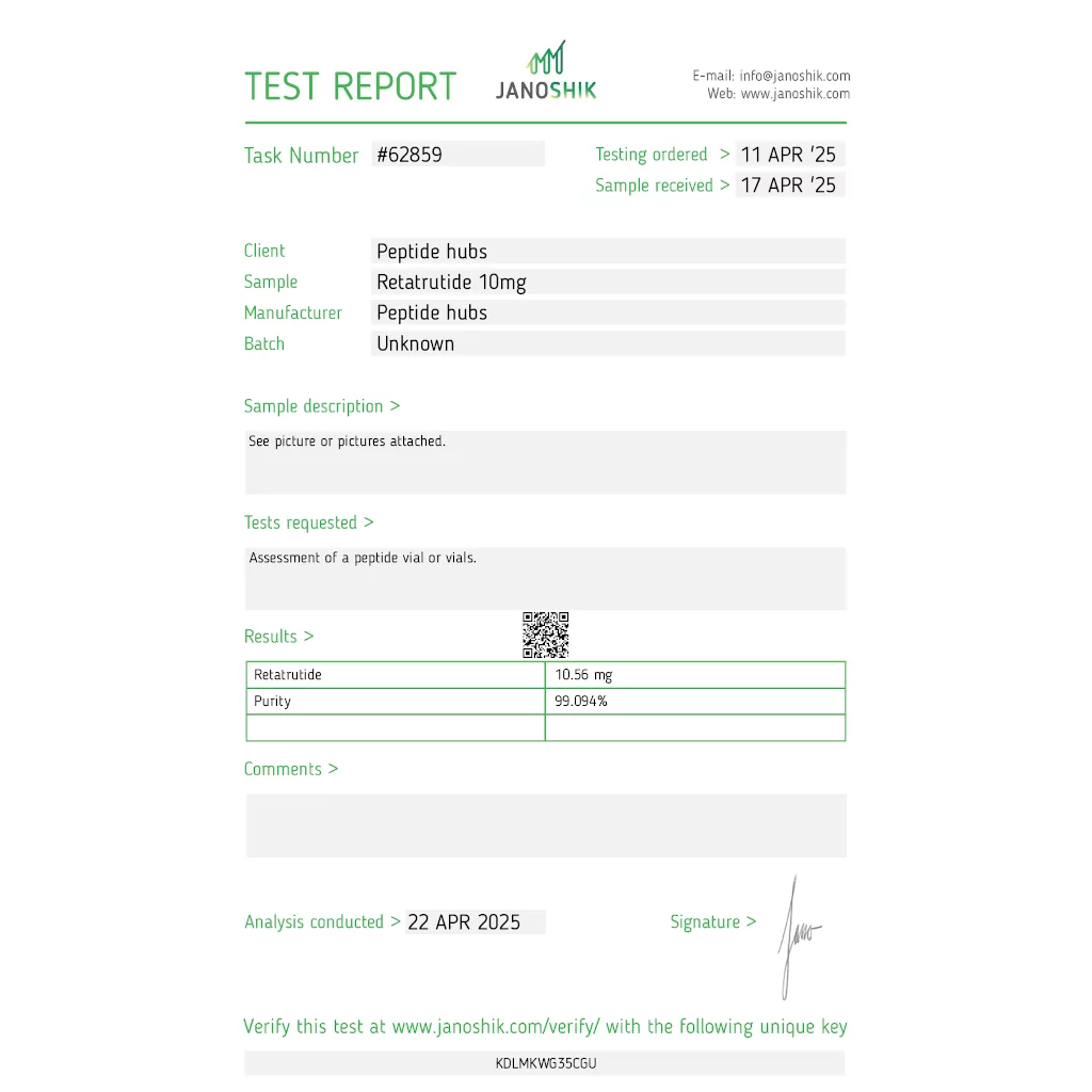 Lab-Tested Retatrutide 10 mg by Peptide Hubs