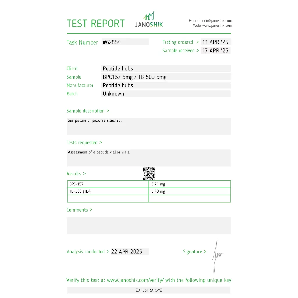 Lab-Tested TB 500 and BPC 157 Blend by Peptide Hubs